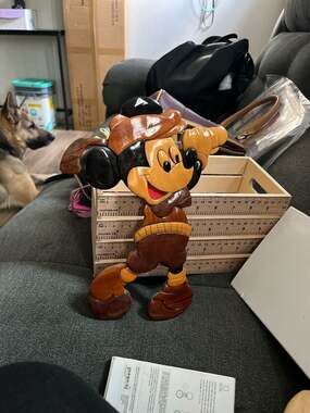 Vintage Mickey Mouse Wooden Intarsia Multi-Colored Layered Wall Art